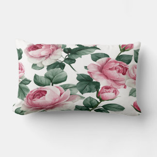 Pink Roses Floral Throw Pillow