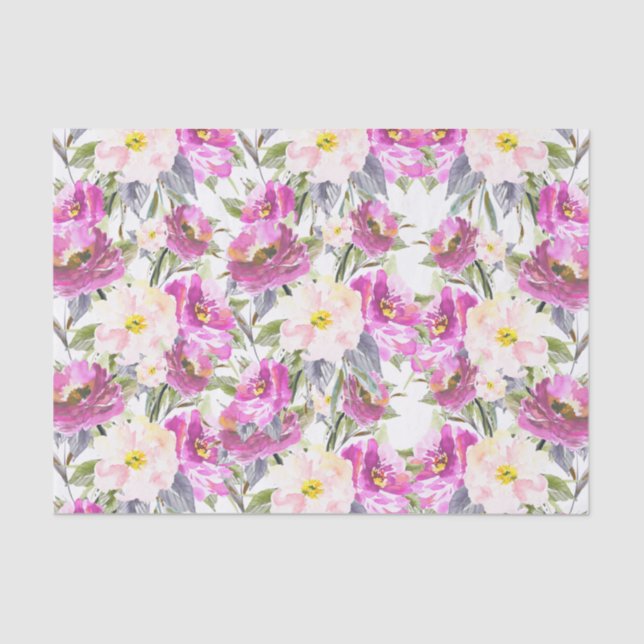 Pink Roses Floral Tissue Paper (Front)