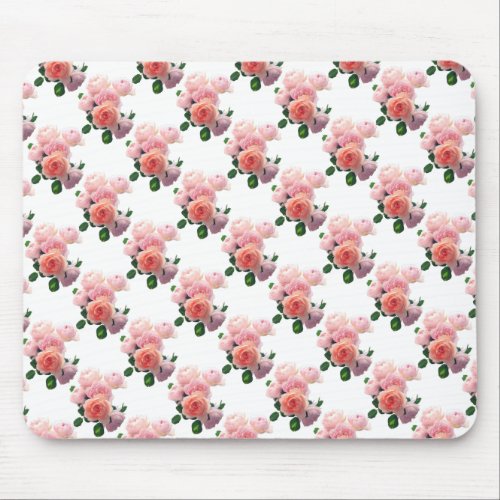 Pink Roses Floral Watercolor Art Template Modern Mouse Pad