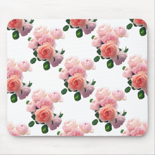 Pink Roses Floral Watercolor Art Trendy Template Mouse Pad