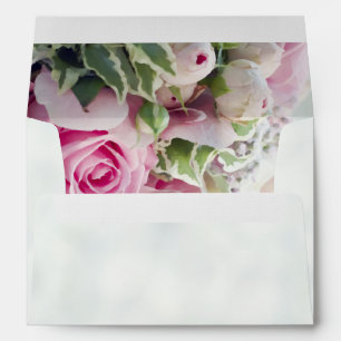Pink Roses Floral Wedding Invitation Envelope