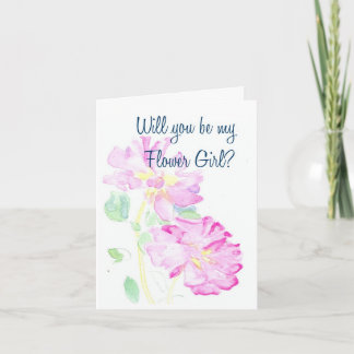 Pink Roses Flower Girl Request Invitation