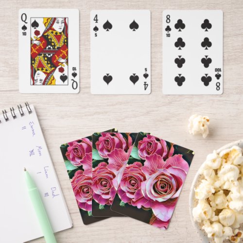PINK ROSES FLOWERS CANASTA CARDS