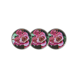 PINK ROSES FLOWERS GOLF BALL MARKER