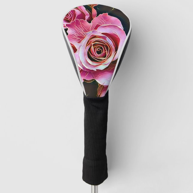 PINK ROSES FLOWERS GOLF HEAD COVER (Front)