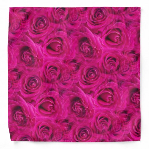 PINK ROSES FLOWERS PATTERN BANDANA