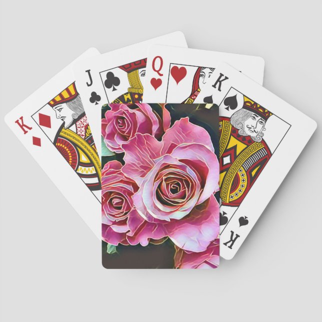 PINK ROSES FLOWERS POKER CARDS (Back)
