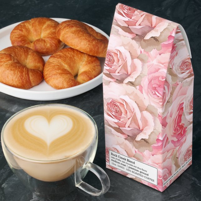 Pink Roses Flowers Roasted Coffee (Breakfast)