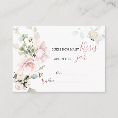 Pink Roses Foliage How Many Kisses in the Jar Game Enclosure Card