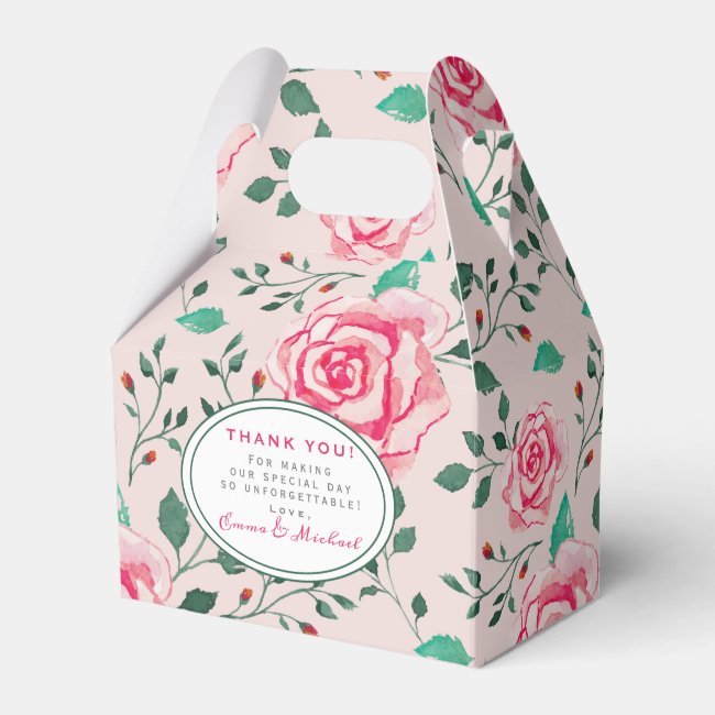 Pink Roses & Foliage Pattern | 'Thank You' Wedding