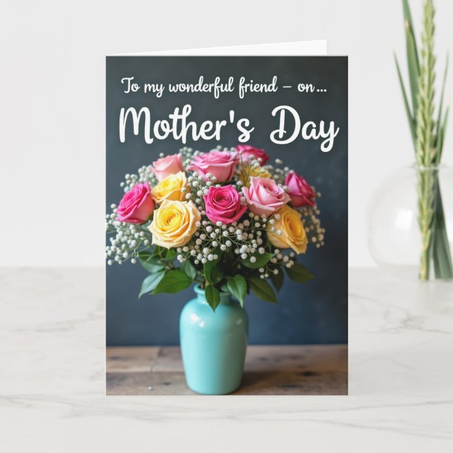 Pink Roses For Mom Card (Front)