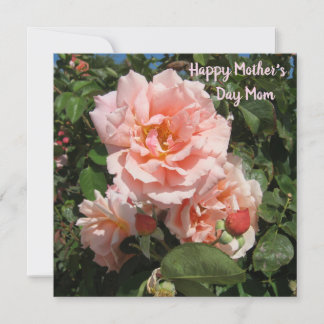 Pink Roses For Mom Holiday Card