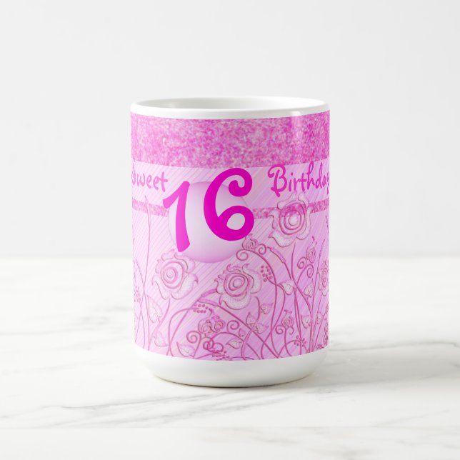 Pink roses for Sweet 16 mug (Center)