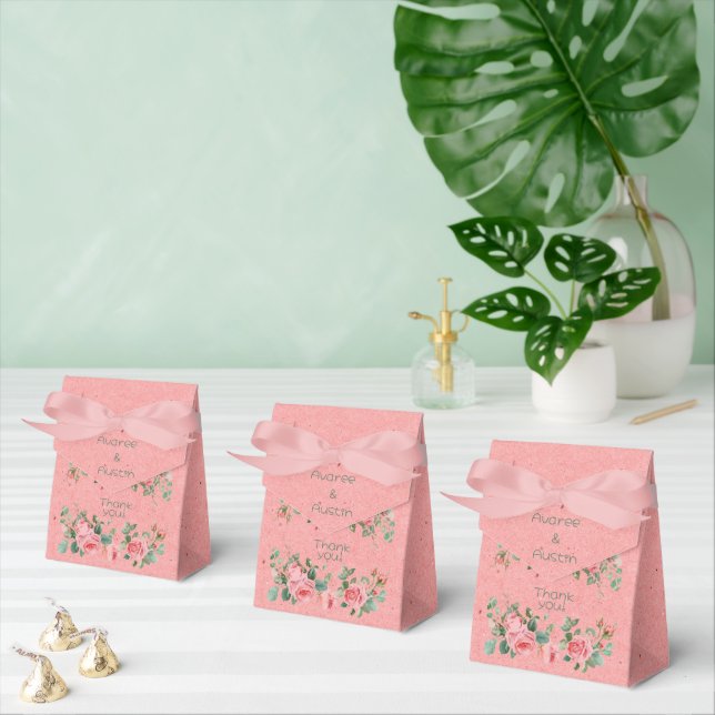 Pink Roses Frame  Favor Boxes (Multiple)