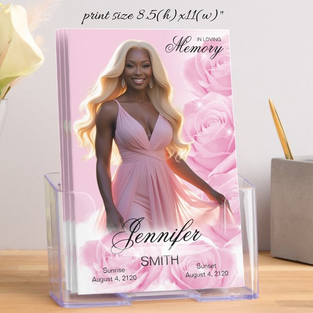 Pink Roses Funeral Program Pink Roses Sky Obituary Brochure (Creator Uploaded)