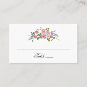 Pink roses. Garden flowers. Floral wedding chic Place Card