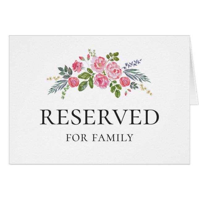 Pink roses. Garden flowers. Wedding reserved sign (Front Horizontal)