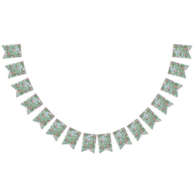 Pink Roses Garden Spring Wedding Bunting Flags (All)