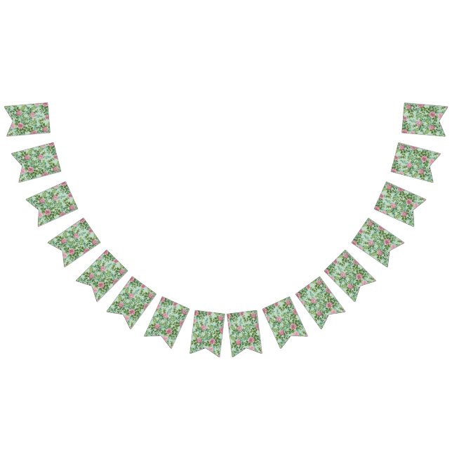 Pink Roses Garden Spring Wedding Bunting Flags (All)