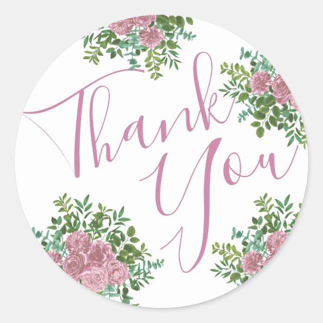 Pink Roses Garden Spring Wedding Classic Round Sticker (Front)