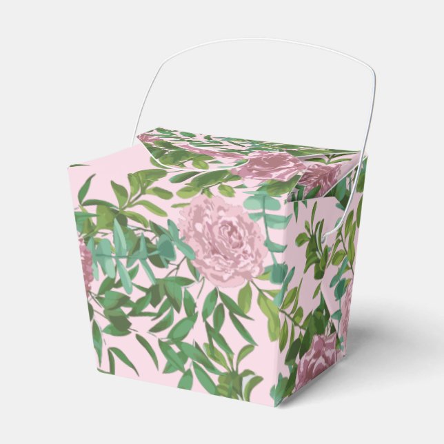 Pink Roses Garden Spring Wedding Favor Boxes (Front Side)
