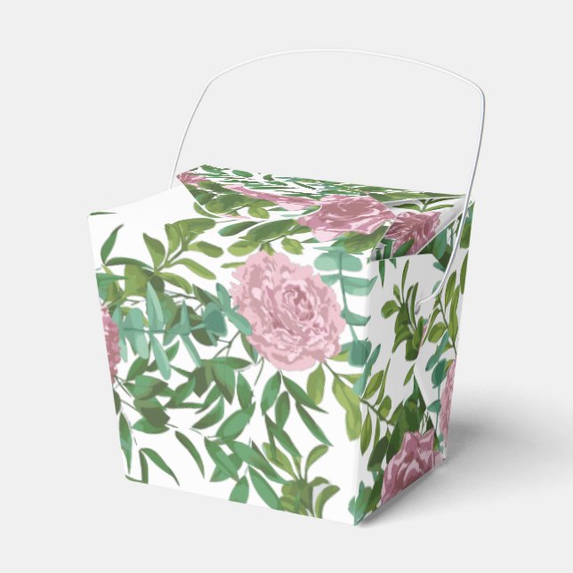 Pink Roses Garden Spring Wedding Favor Boxes (Front Side)