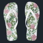 Pink Roses Garden Spring Wedding Flip Flops<br><div class="desc">Beautiful garden wedding rose vines in elegant and graceful soft pink.  Perfect for a spring wedding with beautiful and pretty artwork for your bridal shower or event.</div>