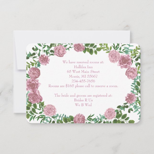 Pink Roses Garden Spring Wedding Invitation (Front)
