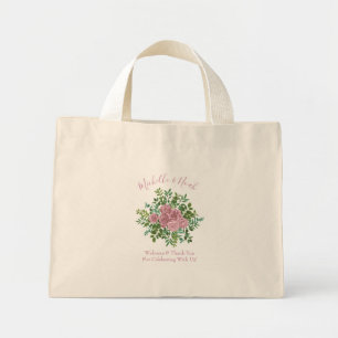 Pink Roses Garden Spring Wedding Mini Tote Bag