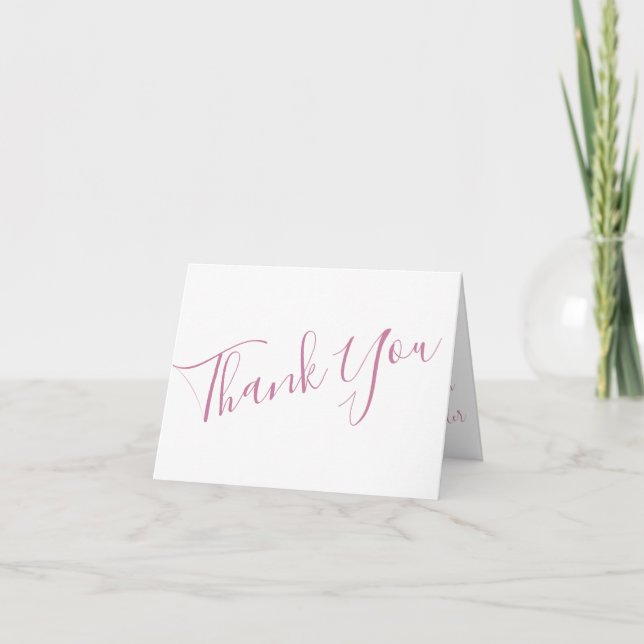 Pink Roses Garden Spring Wedding Thank You Card (Front)