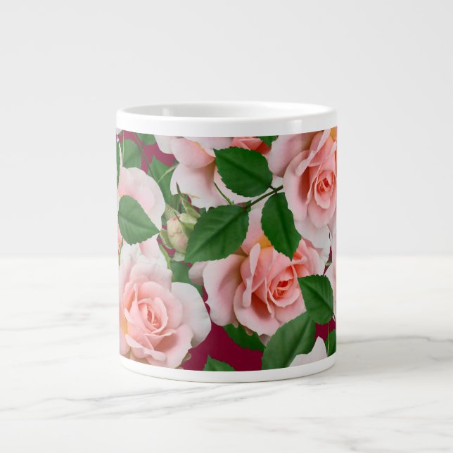 Pink roses giant coffee mug (Front)