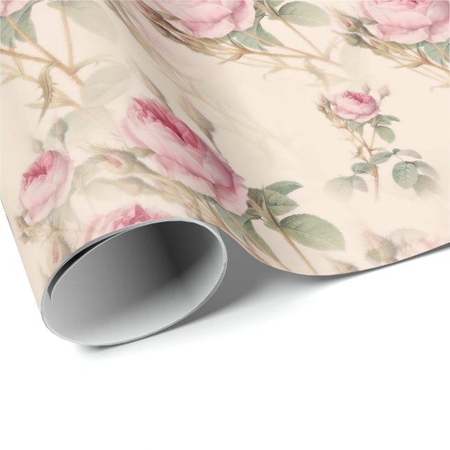 Pink Roses Gift Wrapping Paper Floral (Roll Corner)