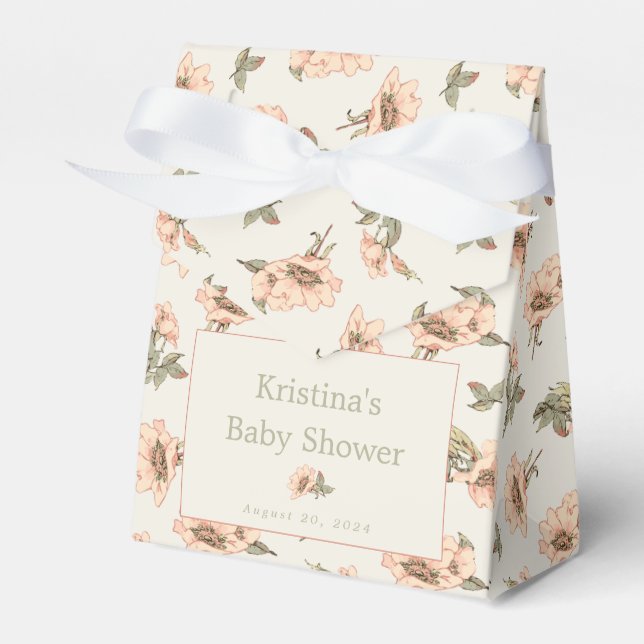 Pink Roses Girl Baby Shower  Favor Box (Front Side)