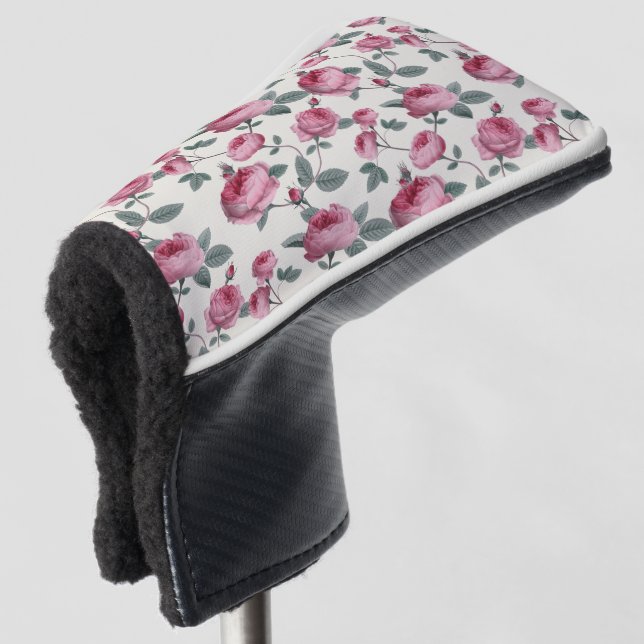 Pink Roses Golf Head Cover (3/4 Front)