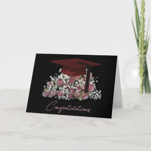 Pink Roses Graduation Card