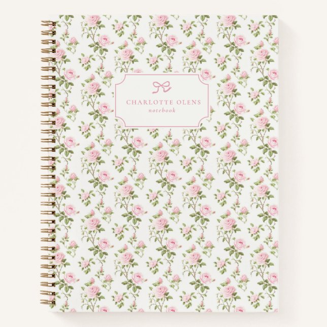 Pink Roses, Grandmillennial & Cottagecore  Notebook (Front)