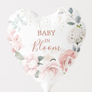Pink Roses Greenery Foliage Baby in Bloom Balloon