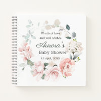 Pink Roses Greenery Foliage Baby Shower Notebook