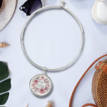 Pink Roses Greenery Watercolor Wedding Anniversary Bangle Bracelet<br><div class="desc">A wreath of beautiful pink roses and greenery with your names and wedding date on this bangle bracelet. The perfect gift for your wife.</div>