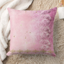 Pink Roses Grunge Damask - Pillow