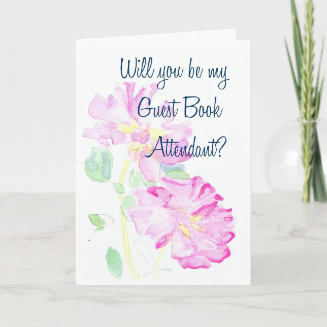 Pink Roses Guest Book Attendant Request Invitation Zazzle