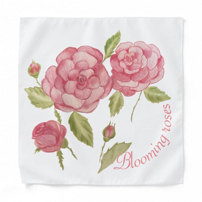 Pink roses hand drawing pencil T-Shirt Cushion Tri Bandana (Front)