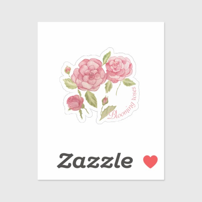 Pink roses hand drawing pencil T-Shirt Cushion Tri Sticker (Sheet)
