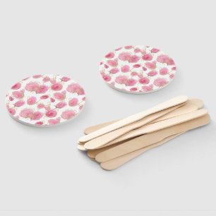 Pink roses hand fan