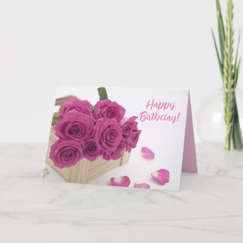 Pink Roses Happy Birthday  Greeting Card