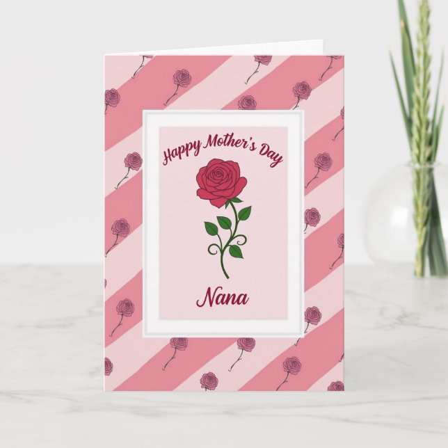 Pink Roses Happy Mothers Day Card (Front)