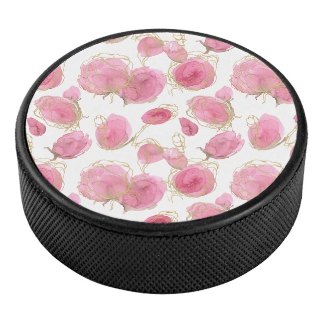 Pink roses hockey puck (3/4)