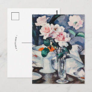 Pink Roses in a Glass Vase   Samuel John Peploe Postcard