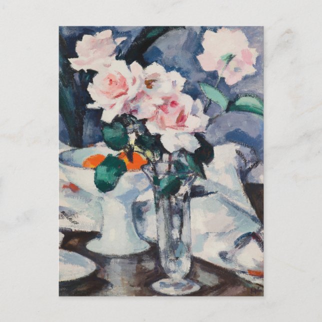 Pink Roses in a Glass Vase | Samuel John Peploe Postcard (Front)