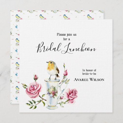Pink Roses In A Teacup Bridal Shower Invitation